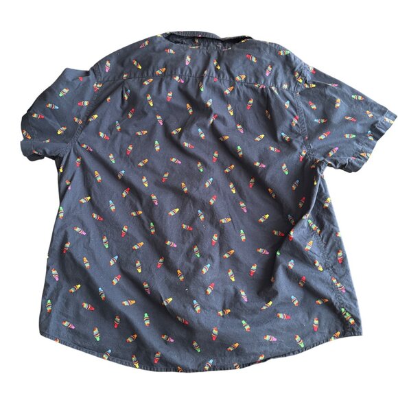 Mens XXL Navy Button-Up Shirt With Rainbow Ice Cream Cones - Picture 4 of 4